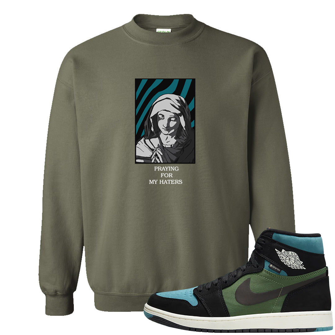 Element Black Olive High 1s Crewneck Sweatshirt | God Told Me, Military Green