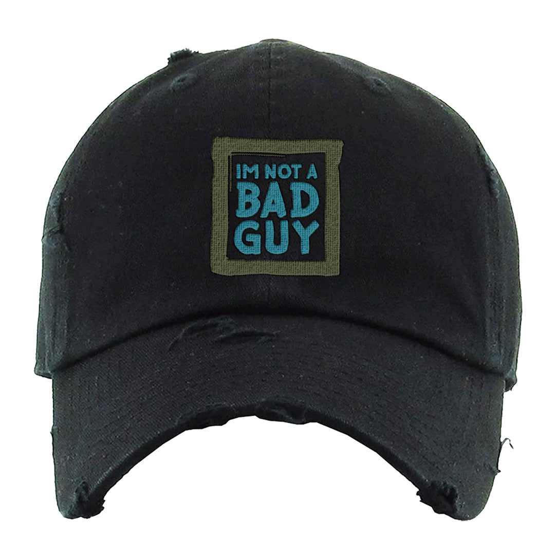 Element Black Olive High 1s Distressed Dad Hat | I'm Not A Bad Guy, Black