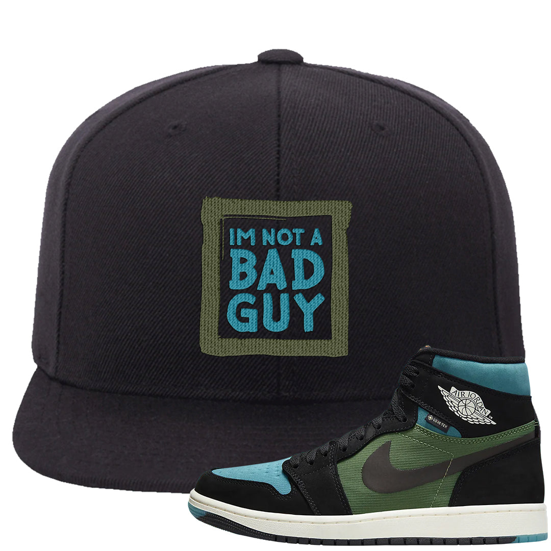 Element Black Olive High 1s Snapback Hat | I'm Not A Bad Guy, Black