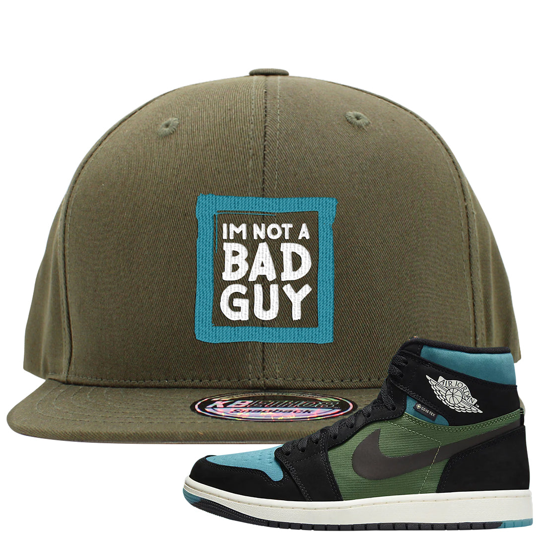 Element Black Olive High 1s Snapback Hat | I'm Not A Bad Guy, Olive