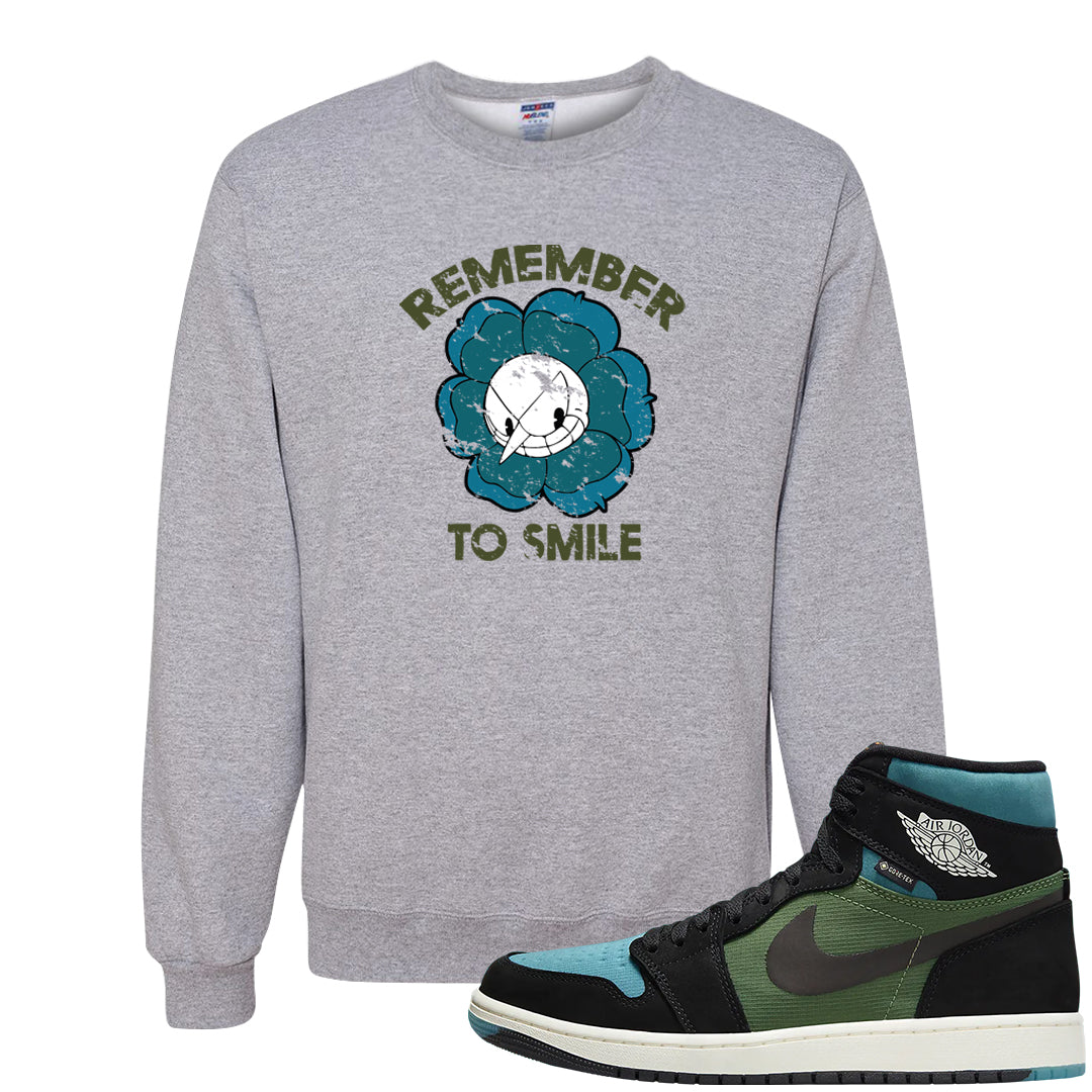 Element Black Olive High 1s Crewneck Sweatshirt | Remember To Smile, Ash
