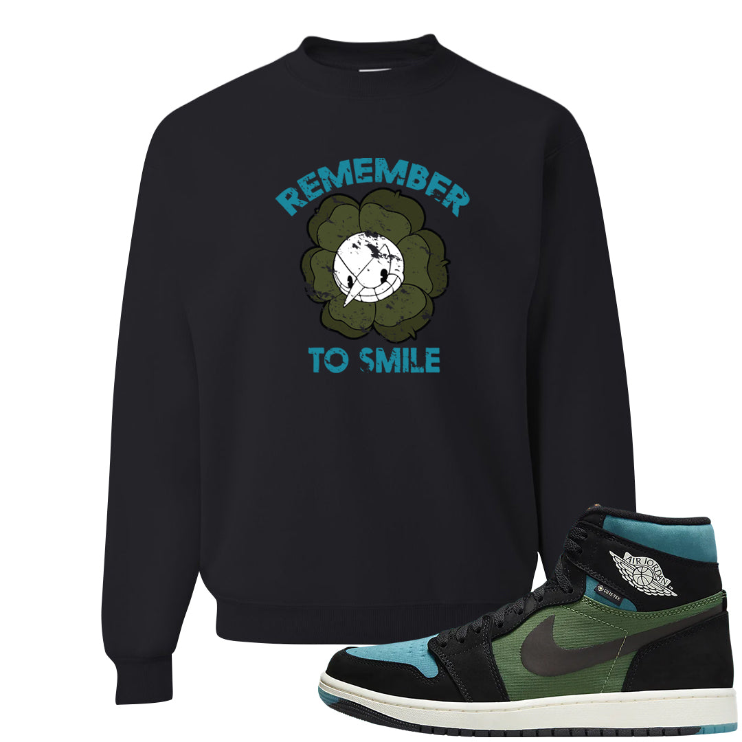 Element Black Olive High 1s Crewneck Sweatshirt | Remember To Smile, Black
