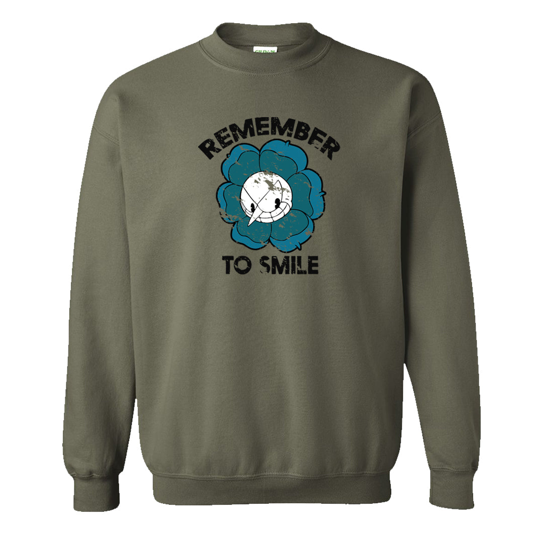 Element Black Olive High 1s Crewneck Sweatshirt | Remember To Smile, Military Green