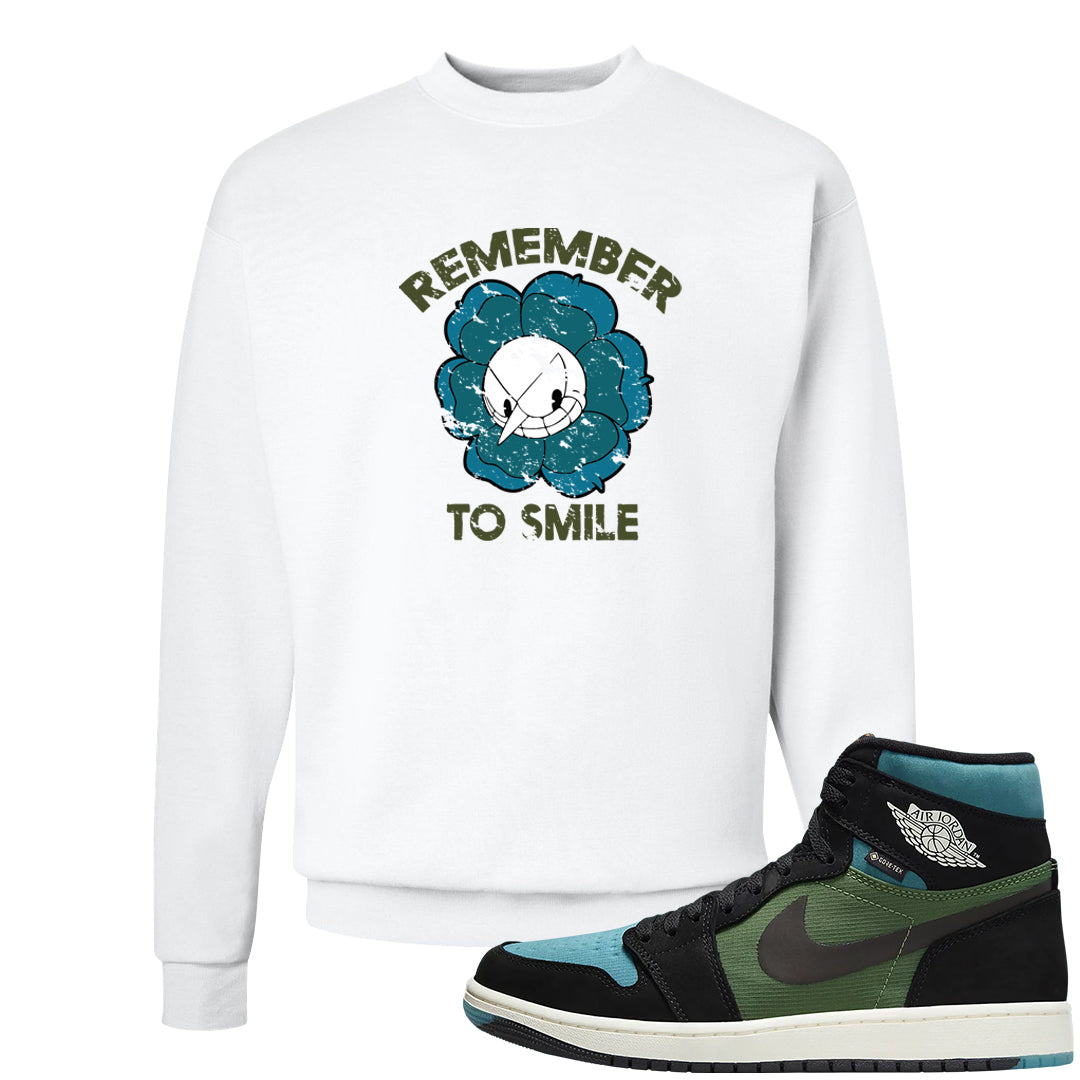 Element Black Olive High 1s Crewneck Sweatshirt | Remember To Smile, White