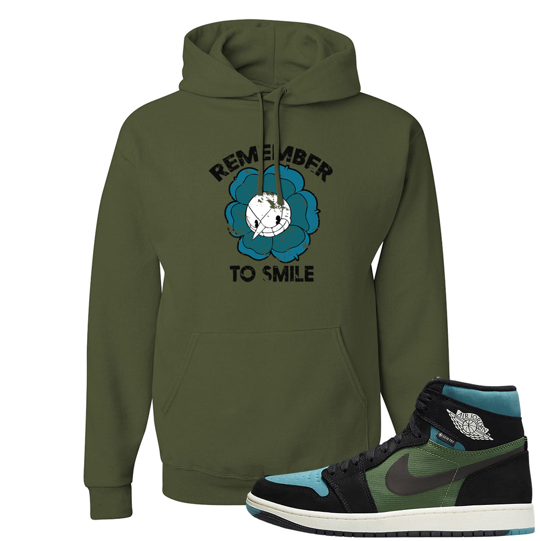 Element Black Olive High 1s Hoodie | Remember To Smile, Military Green