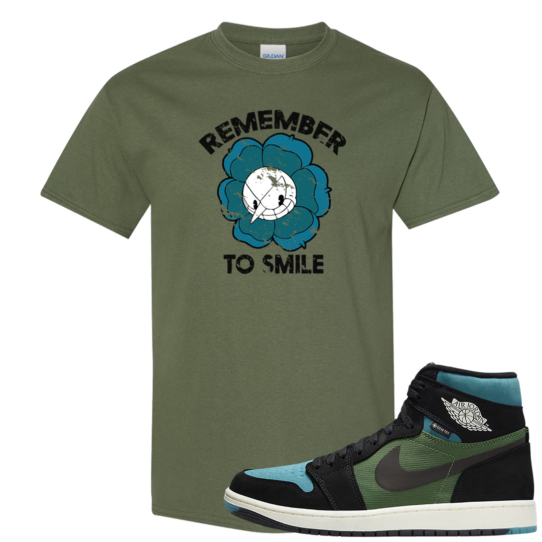 Element Black Olive High 1s T Shirt | Remember To Smile, Military Green