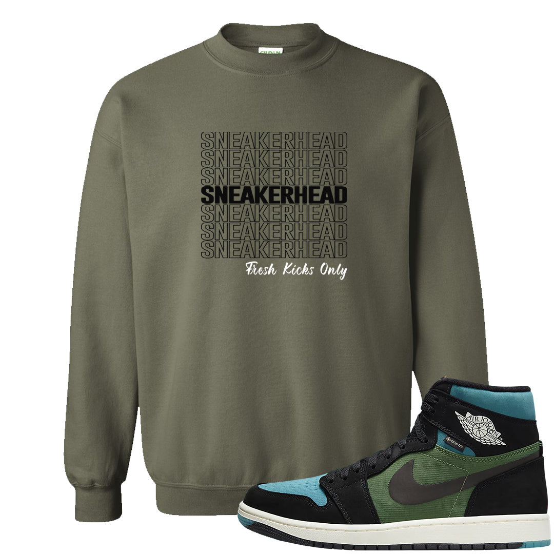 Element Black Olive High 1s Crewneck Sweatshirt | Thank You Sneakers, Military Green