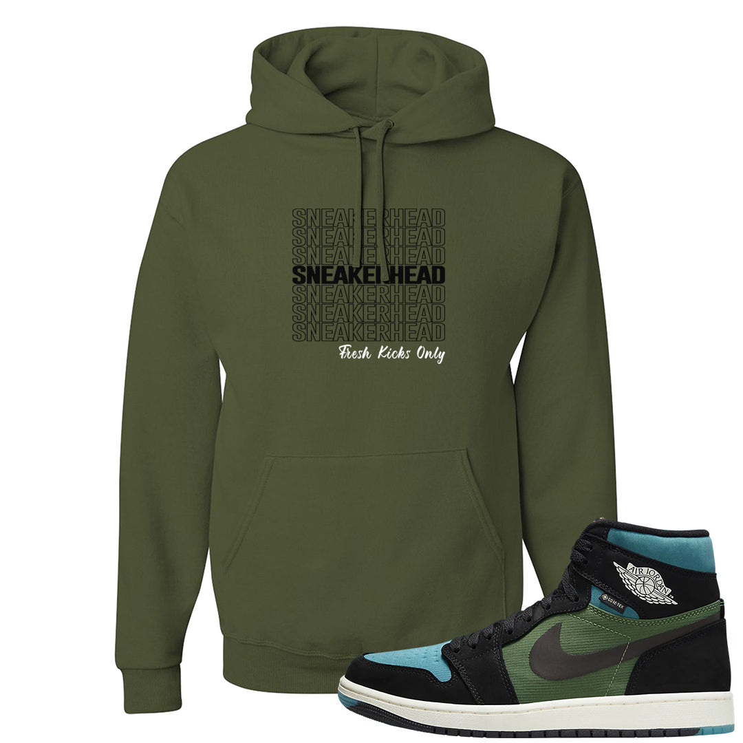 Element Black Olive High 1s Hoodie | Thank You Sneakers, Military Green