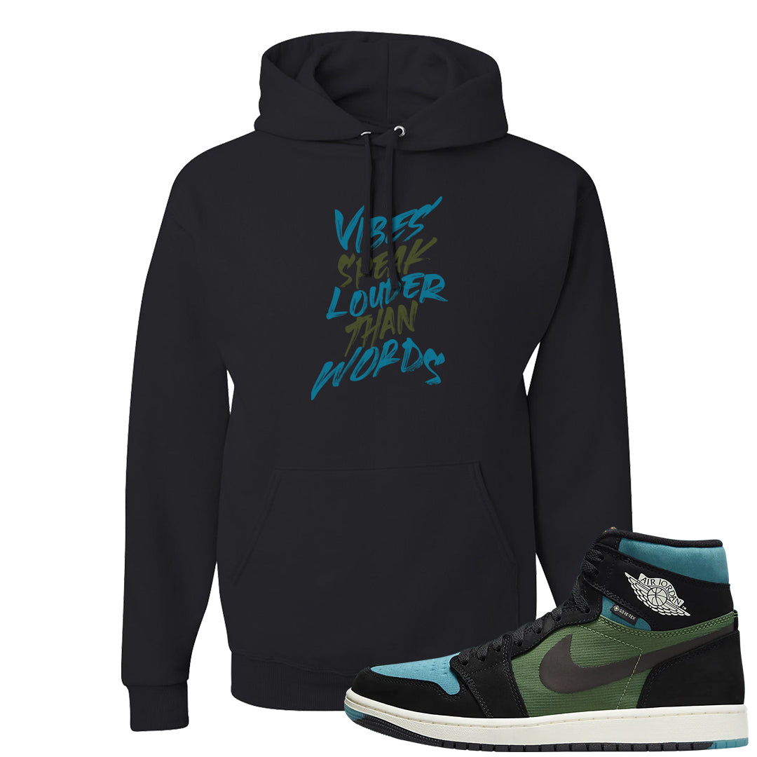 Element Black Olive High 1s Hoodie | Vibes Speak Louder Than Words, Black