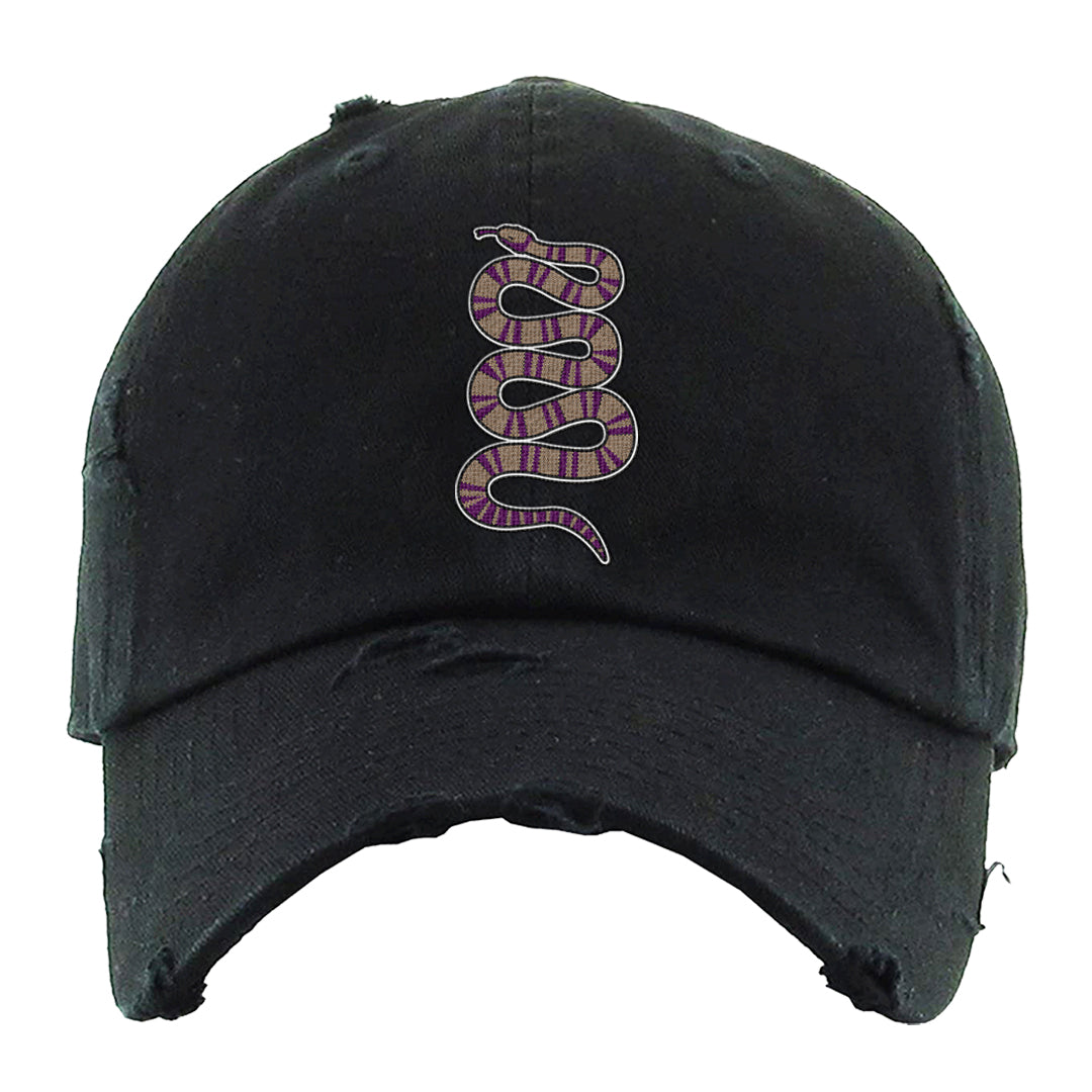 Galactic Jade High 1s Distressed Dad Hat | Coiled Snake, Black