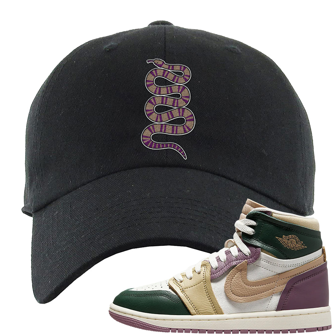 Galactic Jade High 1s Dad Hat | Coiled Snake, Black
