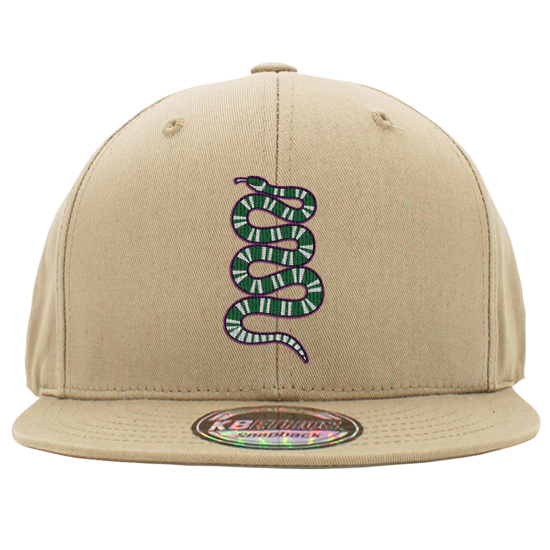 Galactic Jade High 1s Snapback Hat | Coiled Snake, Khaki