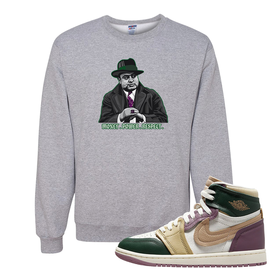Galactic Jade High 1s Crewneck Sweatshirt | Capone Illustration, Ash