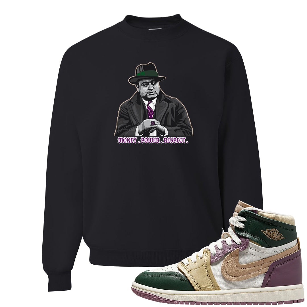 Galactic Jade High 1s Crewneck Sweatshirt | Capone Illustration, Black
