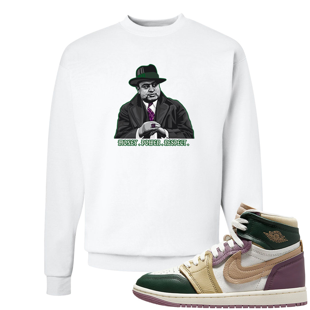 Galactic Jade High 1s Crewneck Sweatshirt | Capone Illustration, White
