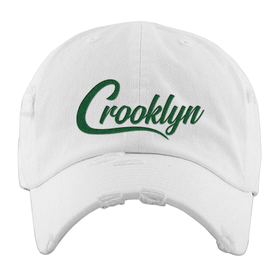Galactic Jade High 1s Distressed Dad Hat | Crooklyn, White