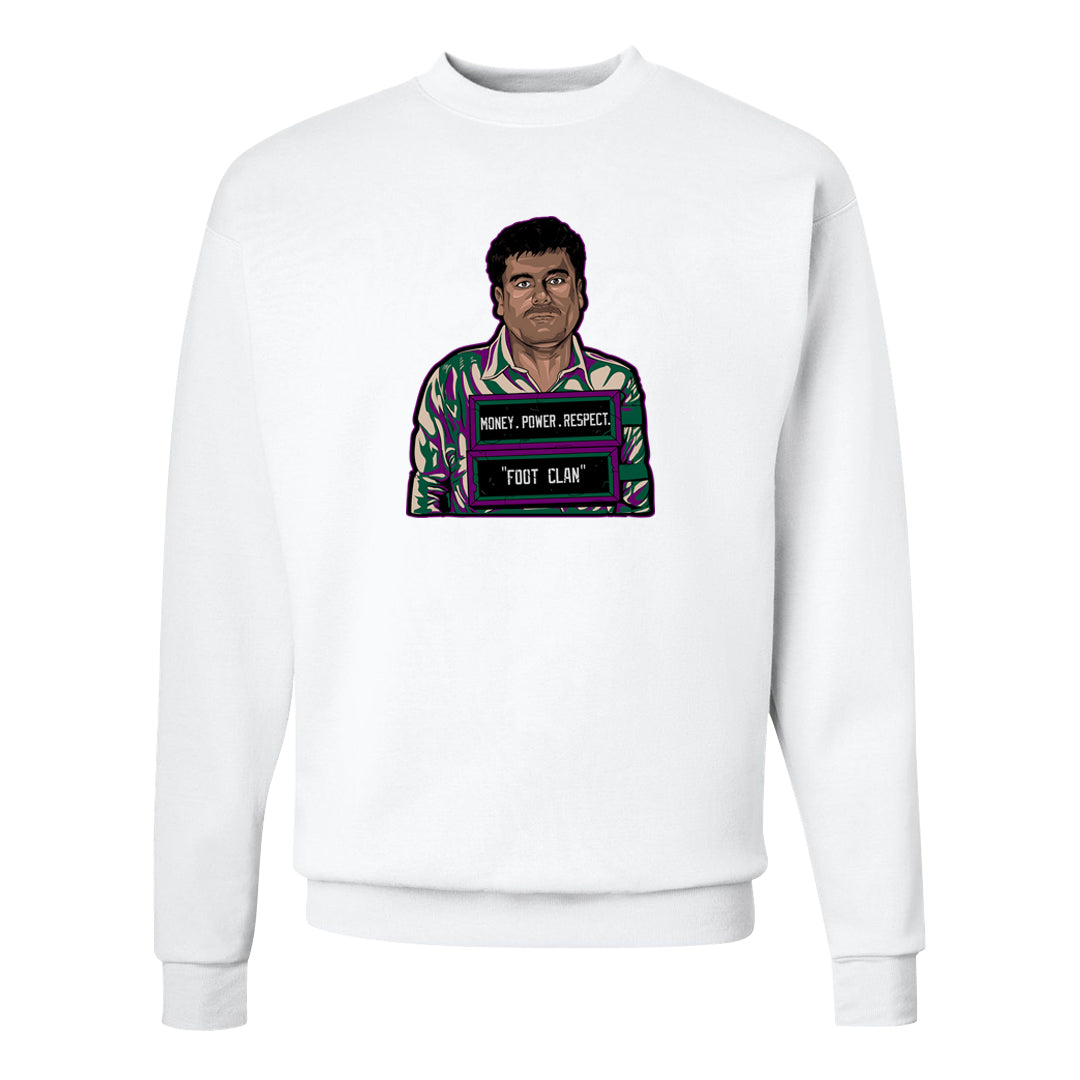 Galactic Jade High 1s Crewneck Sweatshirt | El Chapo Illustration, White