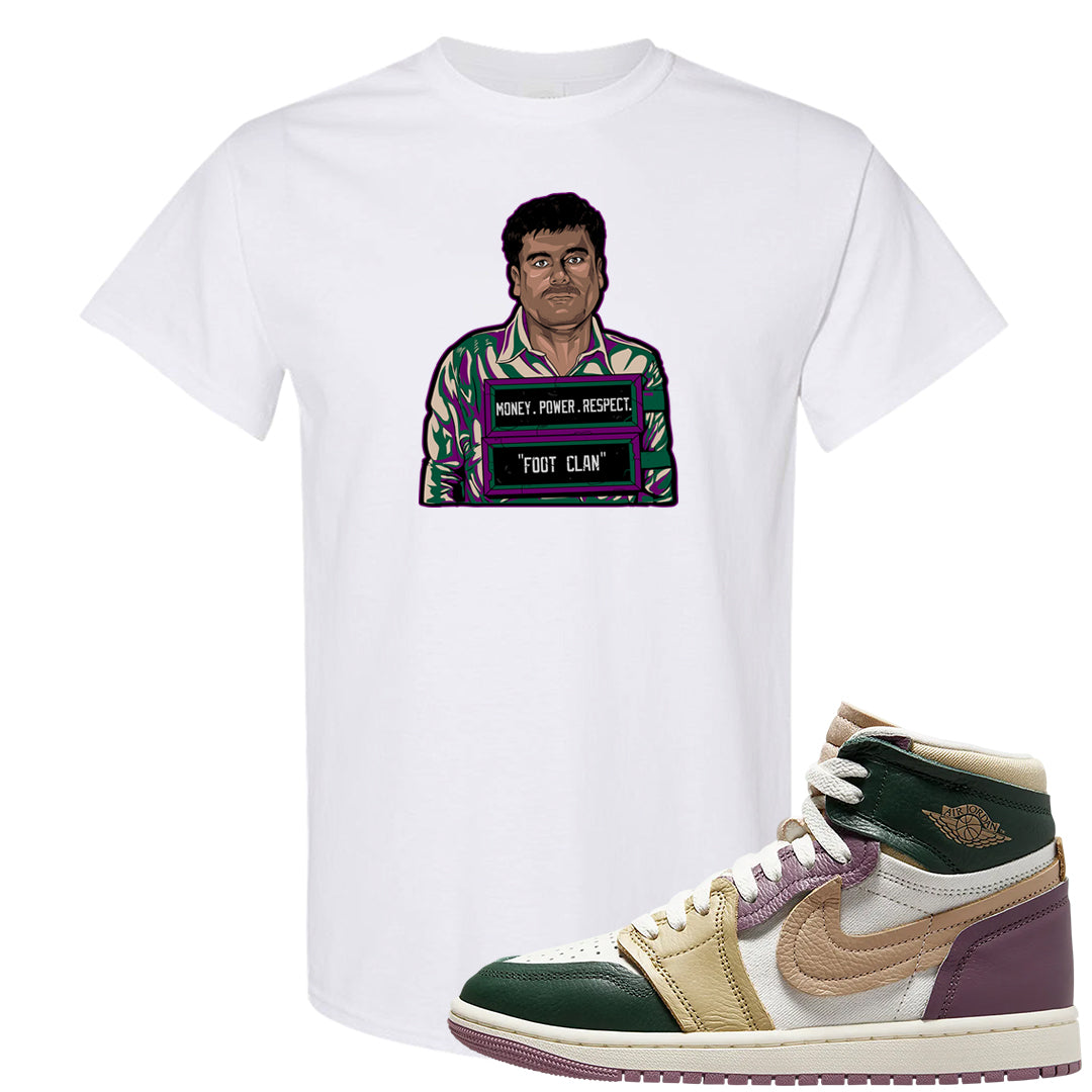 Galactic Jade High 1s T Shirt | El Chapo Illustration, White