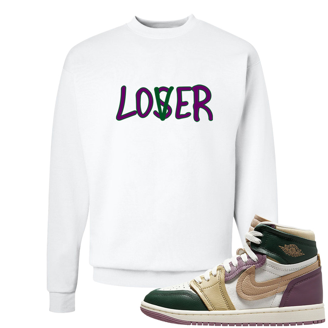 Galactic Jade High 1s Crewneck Sweatshirt | Lover, White