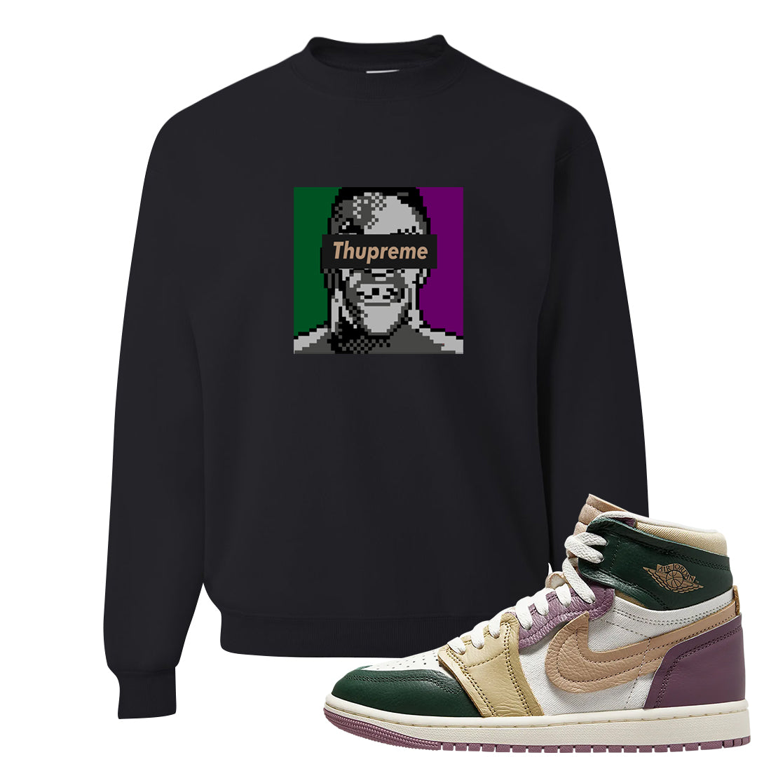 Galactic Jade High 1s Crewneck Sweatshirt | Thupreme, Black