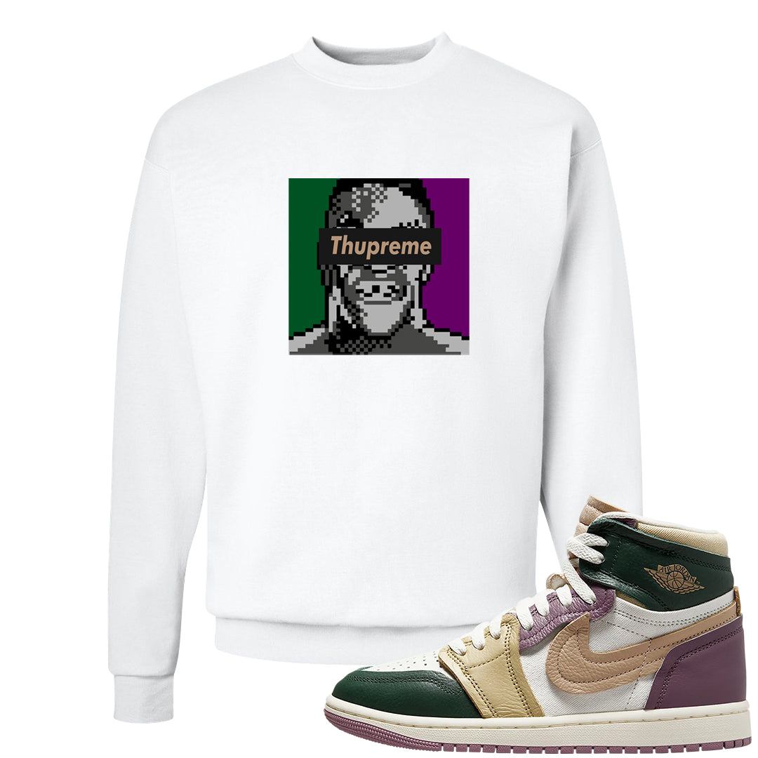 Galactic Jade High 1s Crewneck Sweatshirt | Thupreme, White