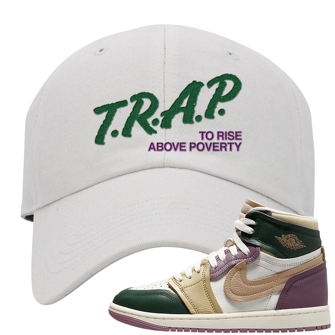Galactic Jade High 1s Dad Hat | Trap To Rise Above Poverty, White