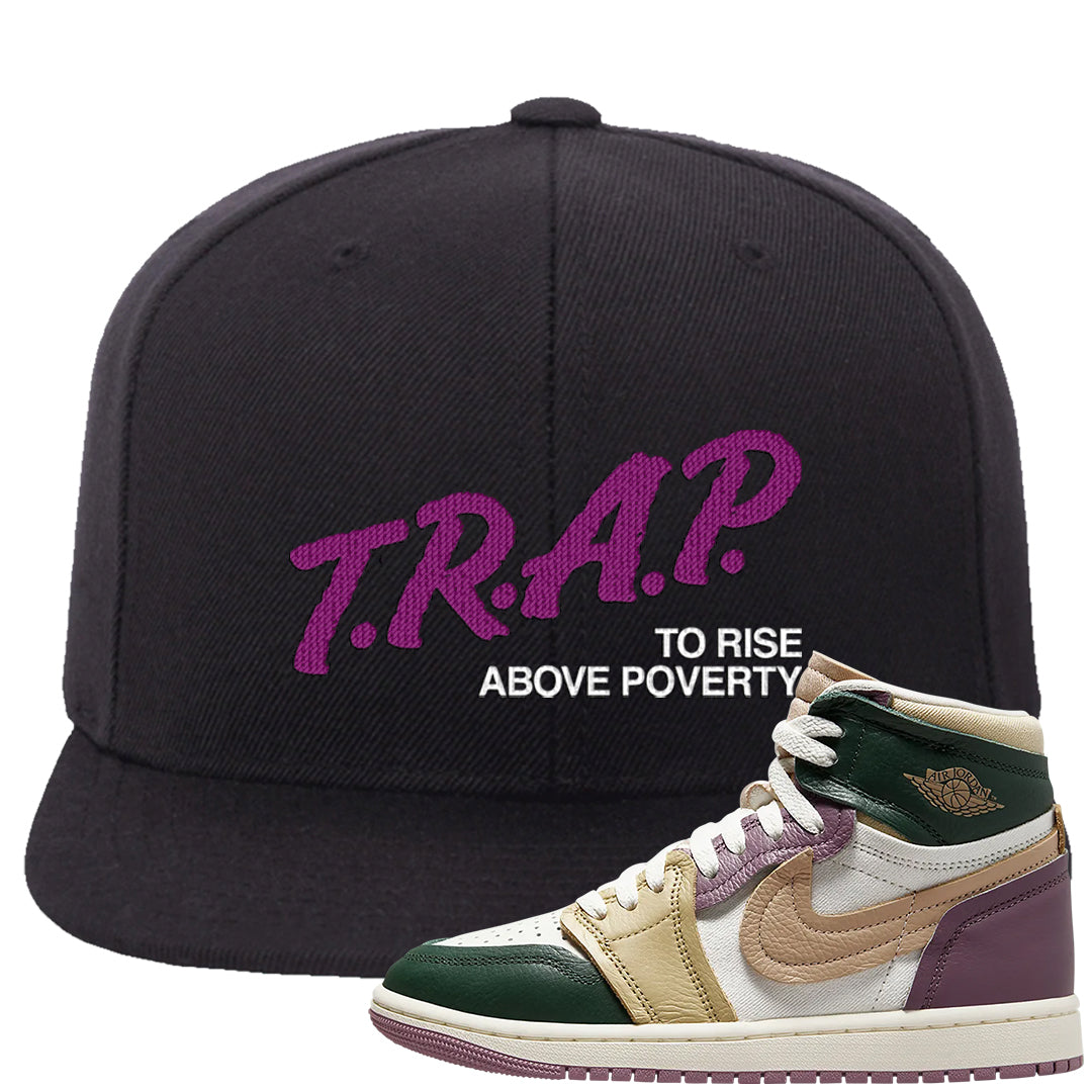 Galactic Jade High 1s Snapback Hat | Trap To Rise Above Poverty, Black