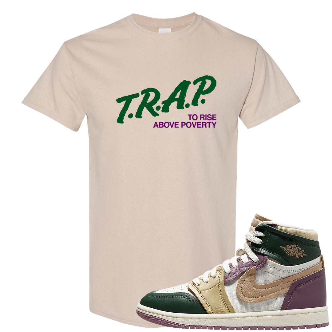 Galactic Jade High 1s T Shirt | Trap To Rise Above Poverty, Sand