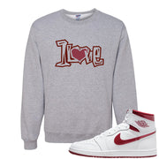 Metallic Burgundy High 1s Crewneck Sweatshirt | 1 Love, Ash