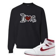 Metallic Burgundy High 1s Crewneck Sweatshirt | 1 Love, Black