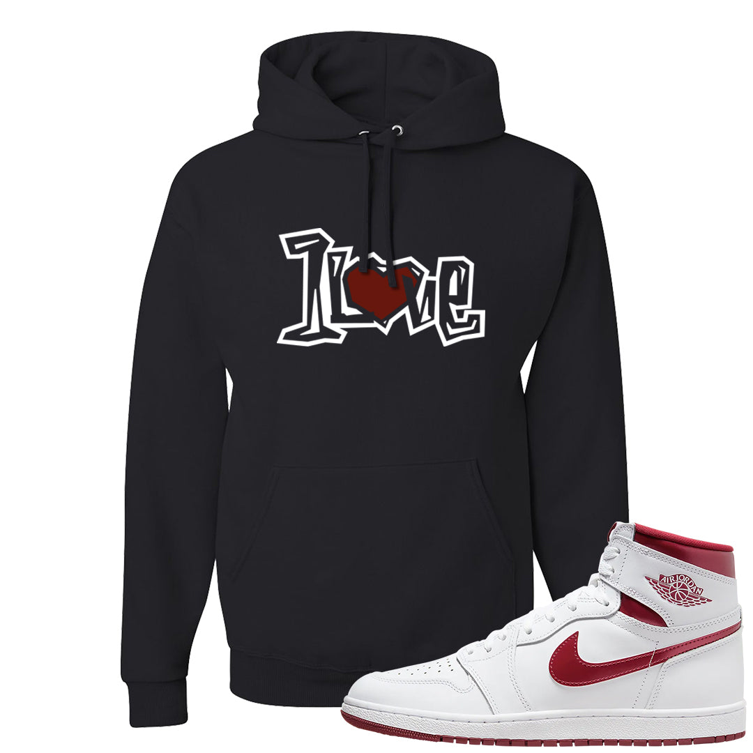 Metallic Burgundy High 1s Hoodie | 1 Love, Black