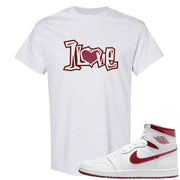 Metallic Burgundy High 1s T Shirt | 1 Love, Ash