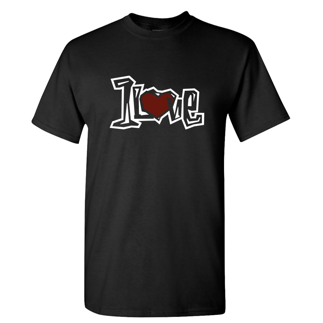 Metallic Burgundy High 1s T Shirt | 1 Love, Black