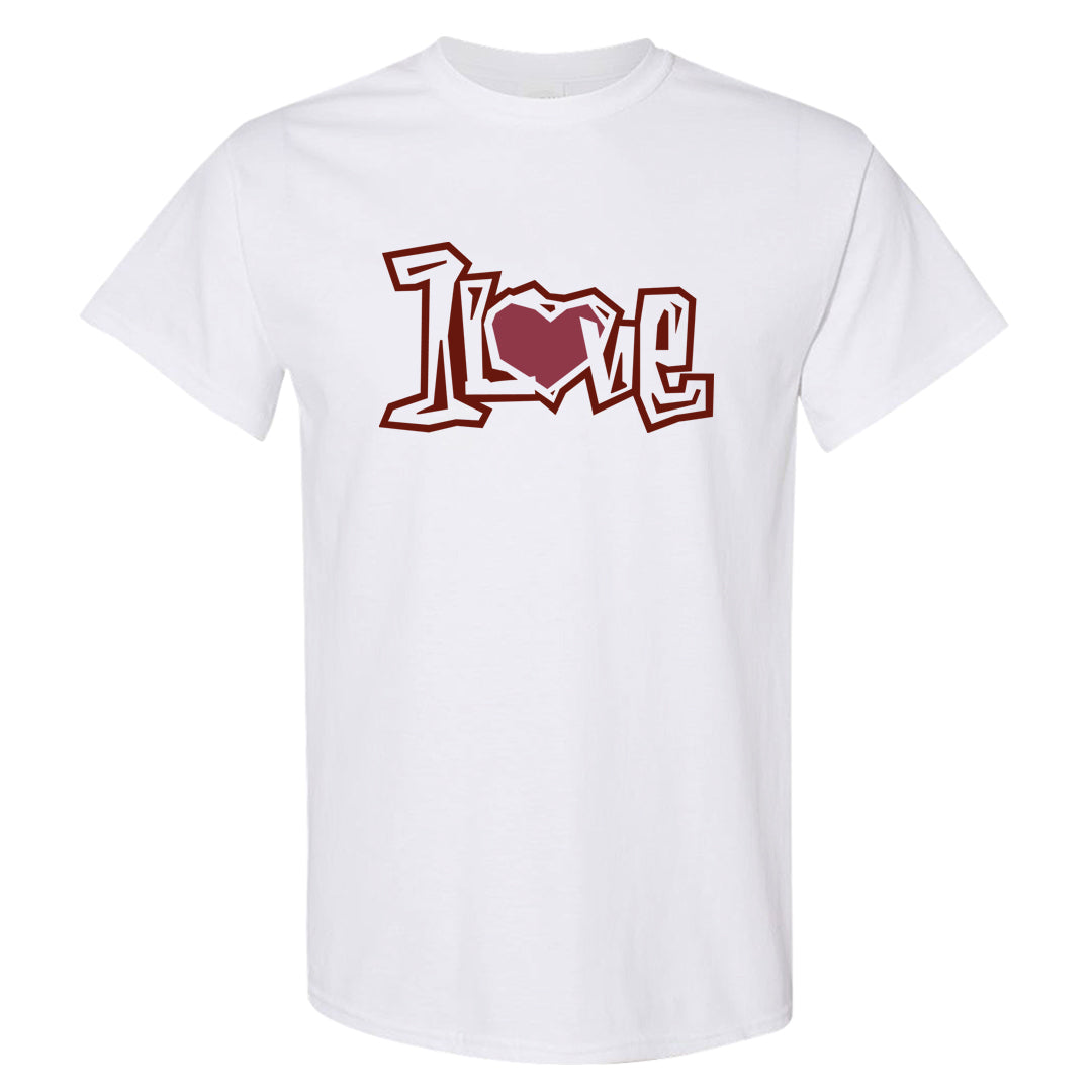 Metallic Burgundy High 1s T Shirt | 1 Love, White
