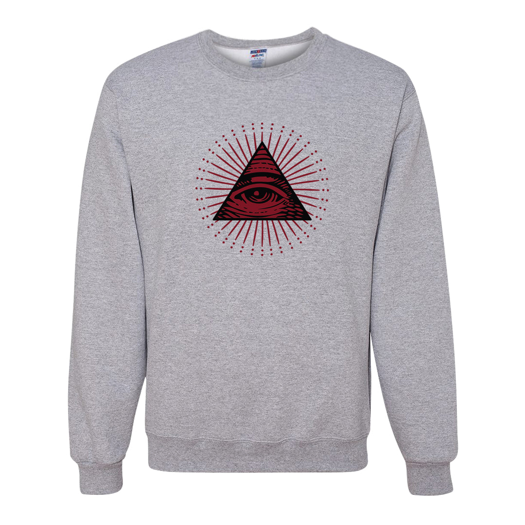 Metallic Burgundy High 1s Crewneck Sweatshirt | All Seeing Eye, Ash