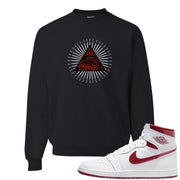 Metallic Burgundy High 1s Crewneck Sweatshirt | All Seeing Eye, Black