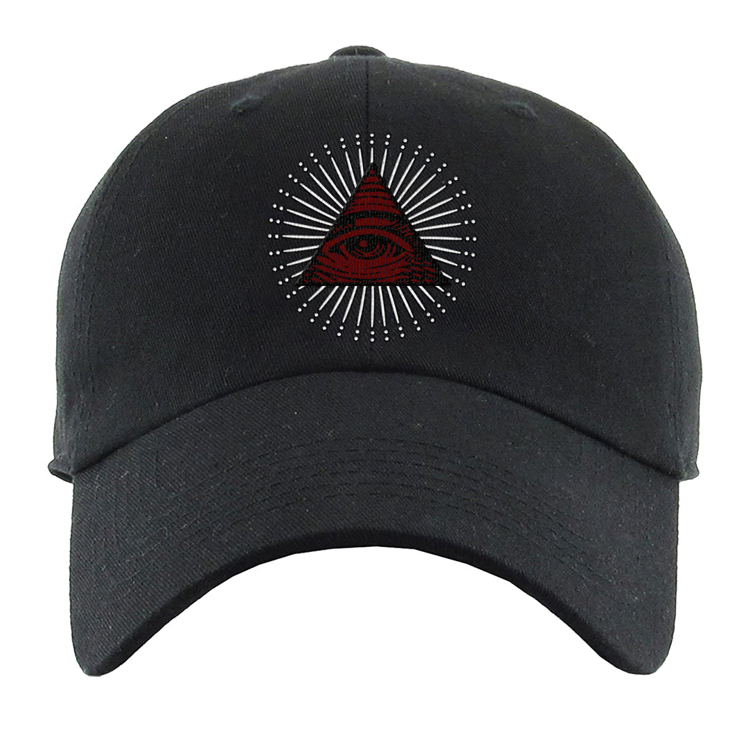 Metallic Burgundy High 1s Dad Hat | All Seeing Eye, Black