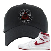 Metallic Burgundy High 1s Dad Hat | All Seeing Eye, Black