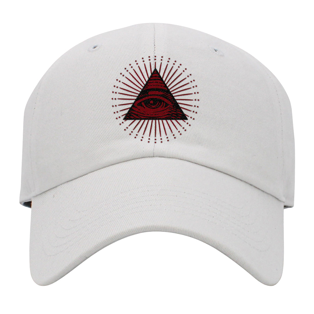 Metallic Burgundy High 1s Dad Hat | All Seeing Eye, White