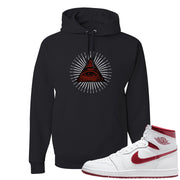 Metallic Burgundy High 1s Hoodie | All Seeing Eye, Black