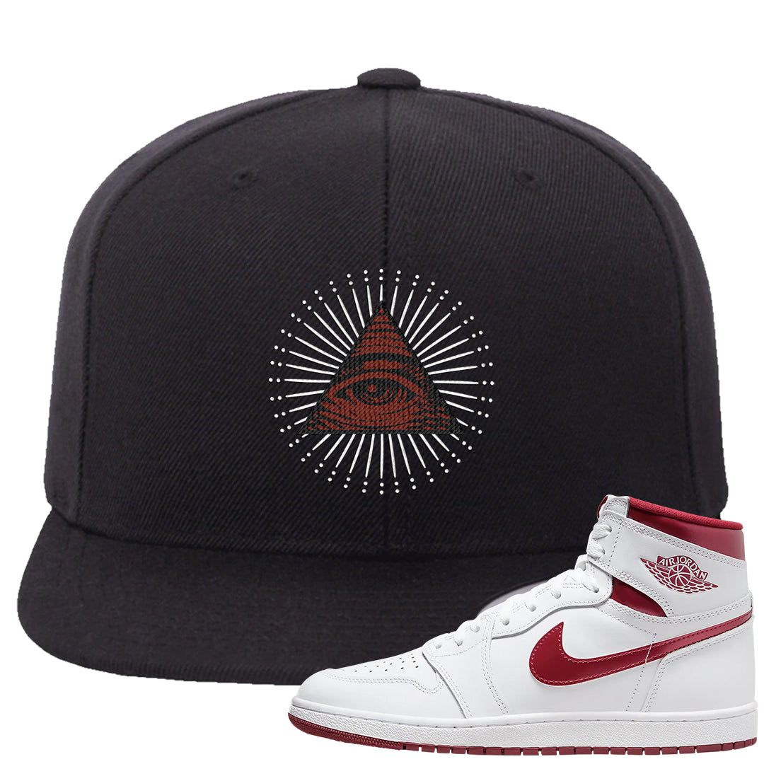 Metallic Burgundy High 1s Snapback Hat | All Seeing Eye, Black