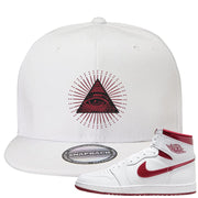 Metallic Burgundy High 1s Snapback Hat | All Seeing Eye, White