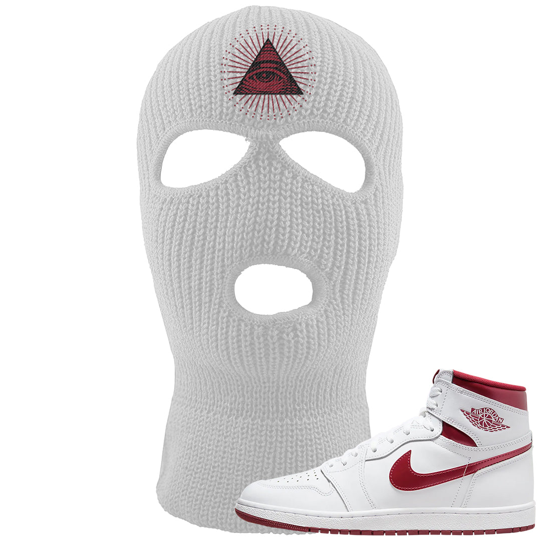 Metallic Burgundy High 1s Ski Mask | All Seeing Eye, White