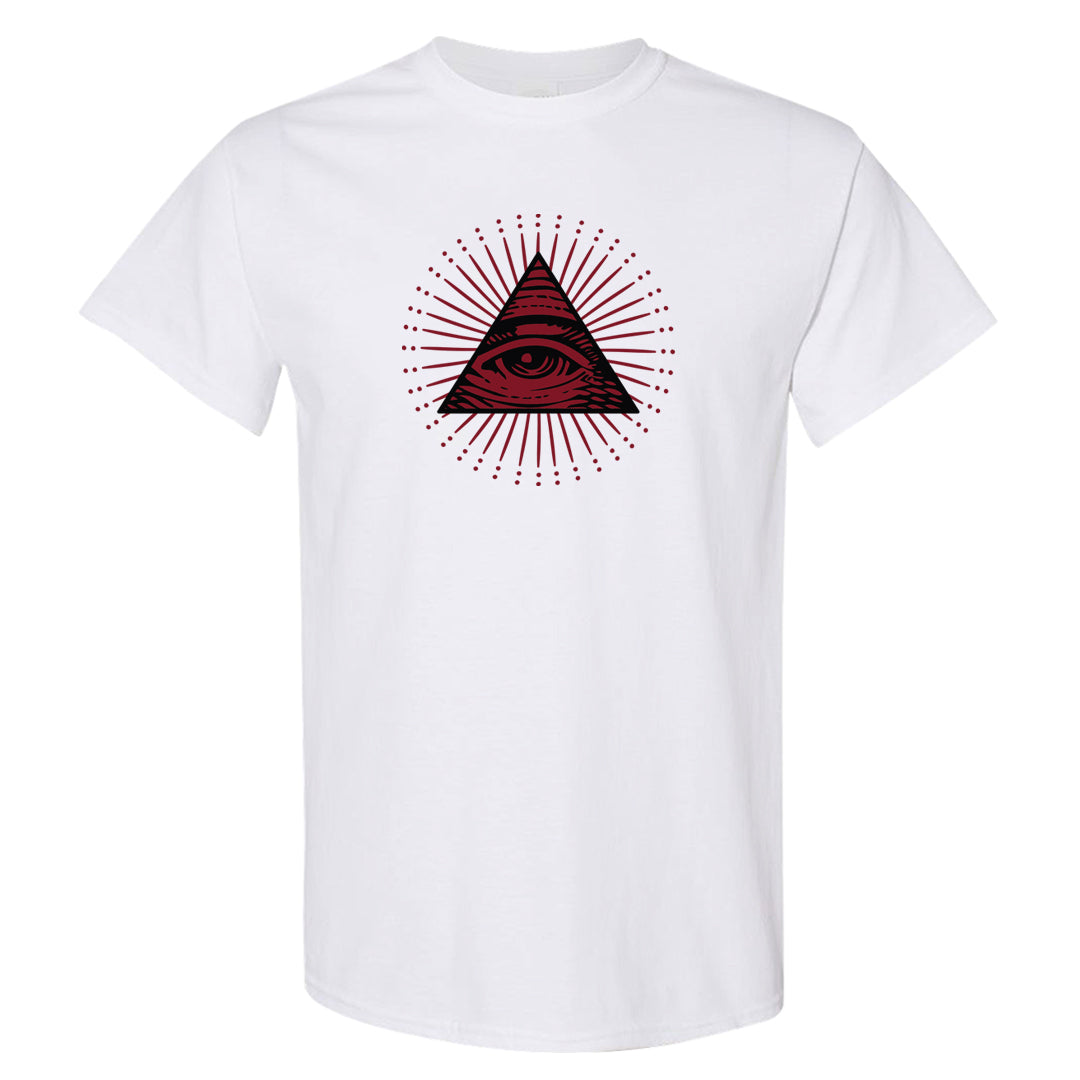 Metallic Burgundy High 1s T Shirt | All Seeing Eye, White
