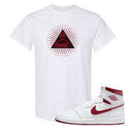 Metallic Burgundy High 1s T Shirt | All Seeing Eye, White