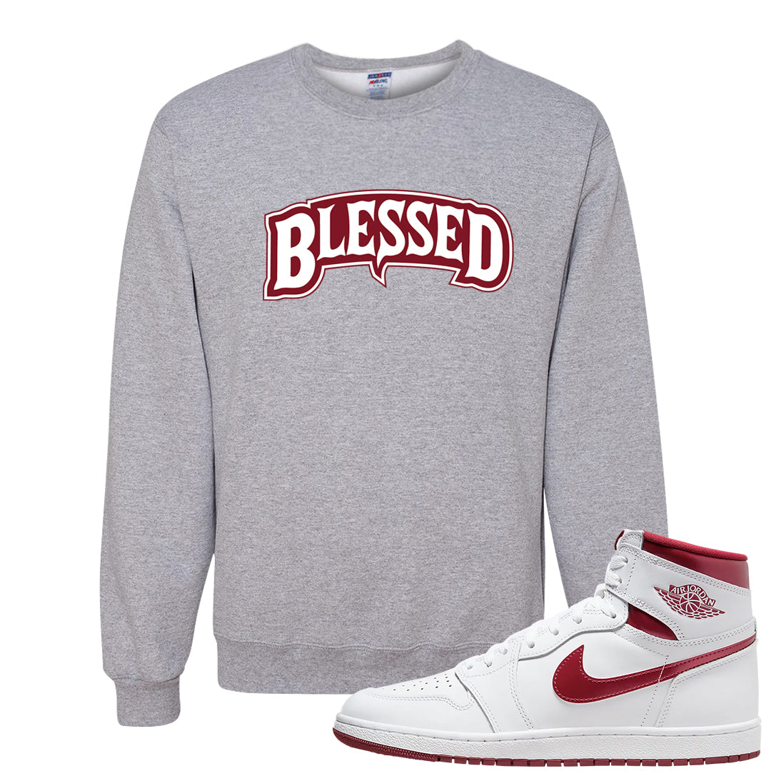 Metallic Burgundy High 1s Crewneck Sweatshirt | Blessed Arch, Ash