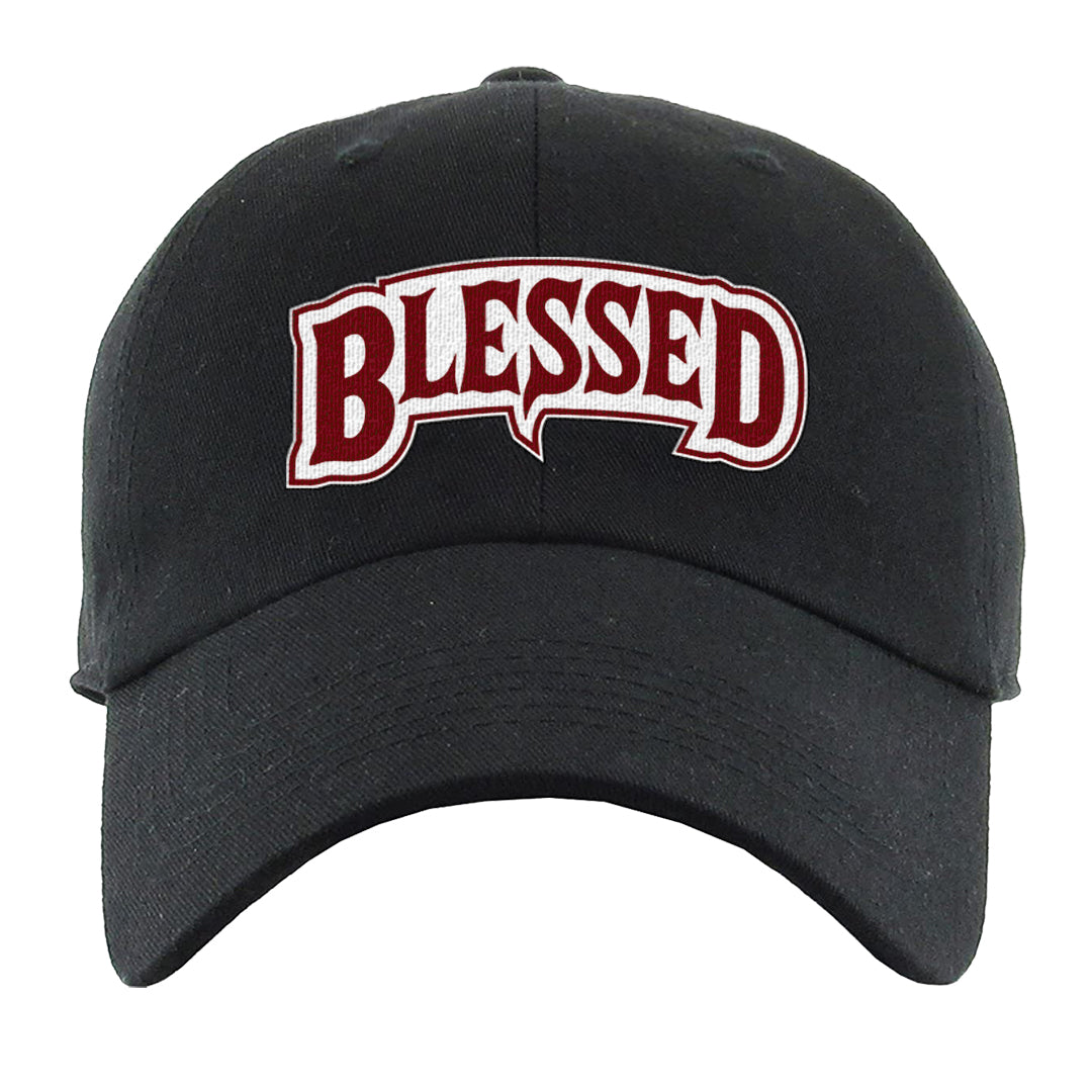 Metallic Burgundy High 1s Dad Hat | Blessed Arch, Black