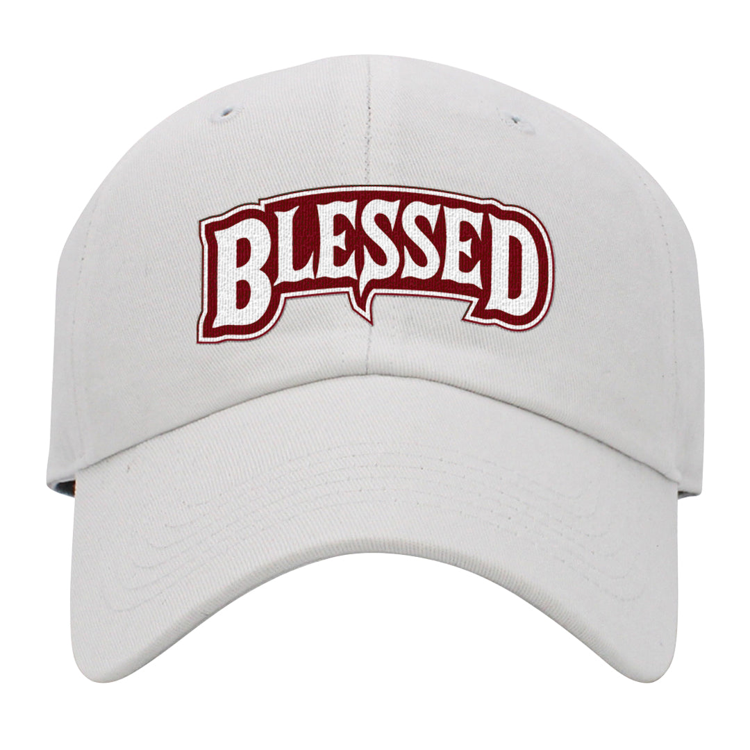 Metallic Burgundy High 1s Dad Hat | Blessed Arch, White