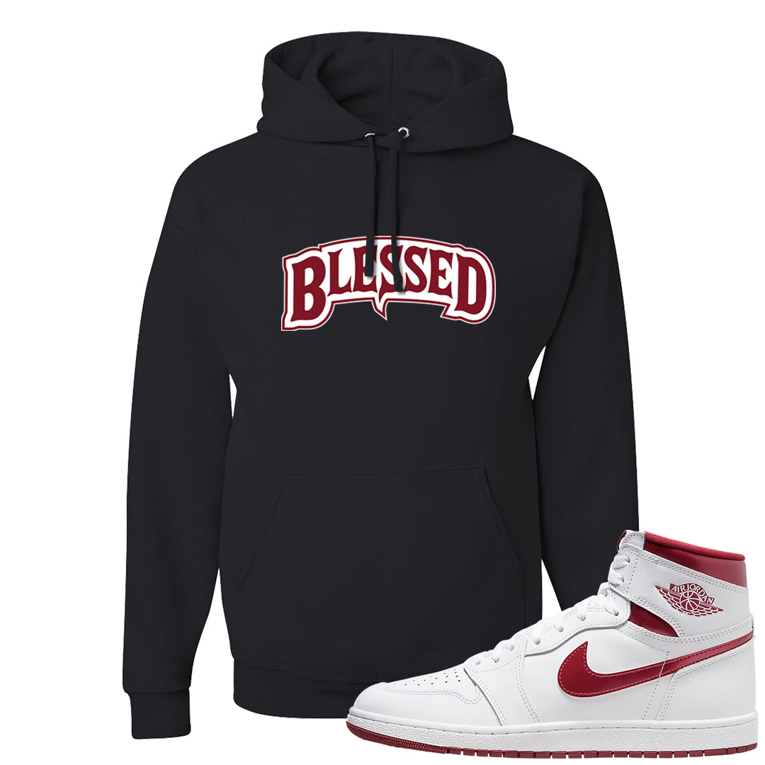 Metallic Burgundy High 1s Hoodie | Blessed Arch, Black