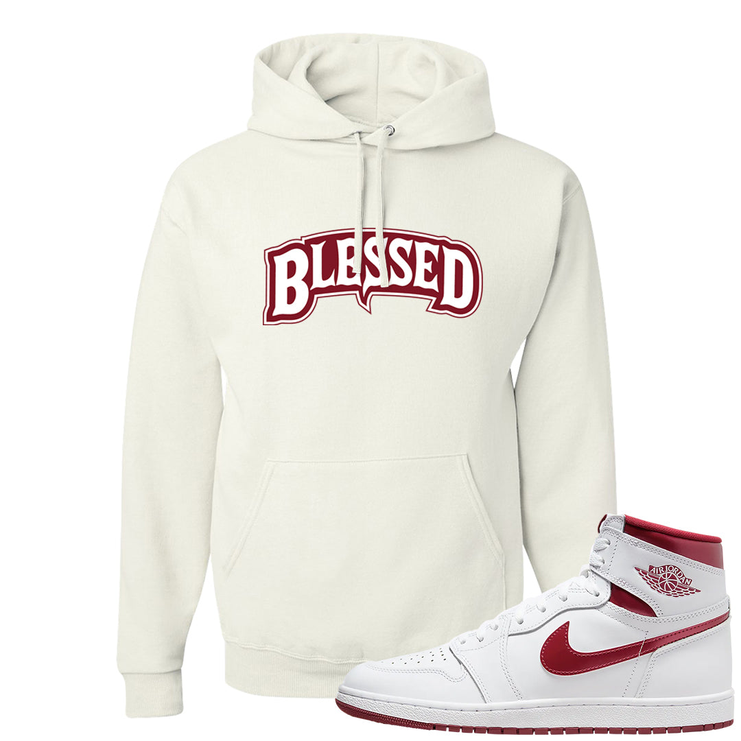 Metallic Burgundy High 1s Hoodie | Blessed Arch, White